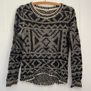 Charlotte Russe Black and Cream Geometric Mohair Sweater